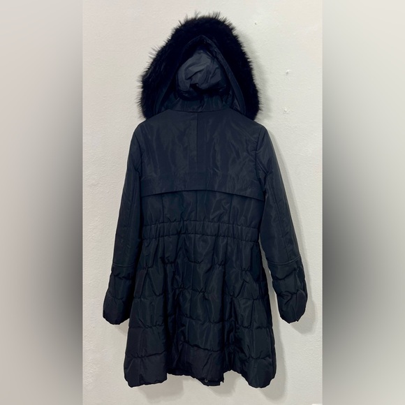 Puffer coat with fur trimmed hoodie size S black - Picture 4 of 4